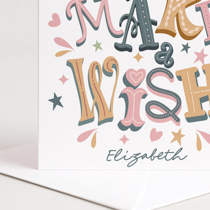Personalised Birthday Card - Make A Wish Custom Name Keepsake Design