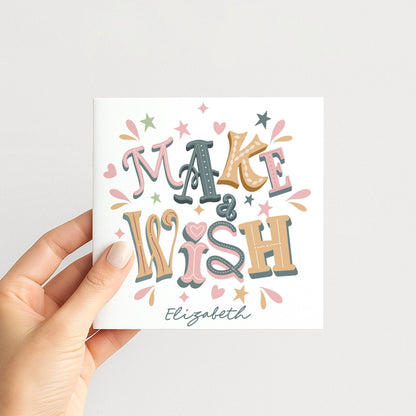 Personalised Birthday Card - Make A Wish Custom Name Keepsake Design