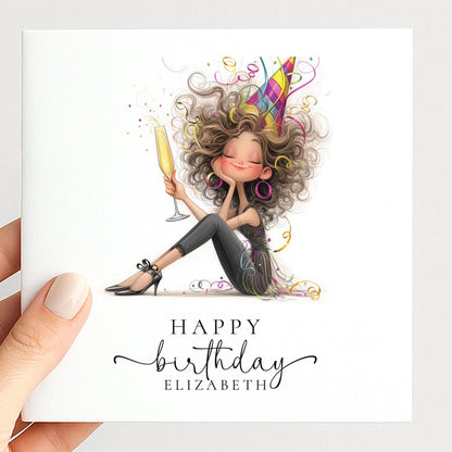 Personalised Birthday Card - Stylish Party Girl