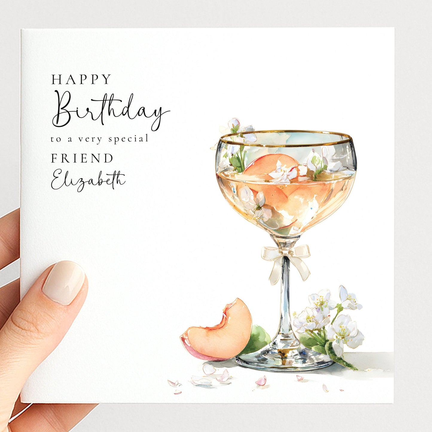 Personalised Birthday Card for Friend Peach Cocktail