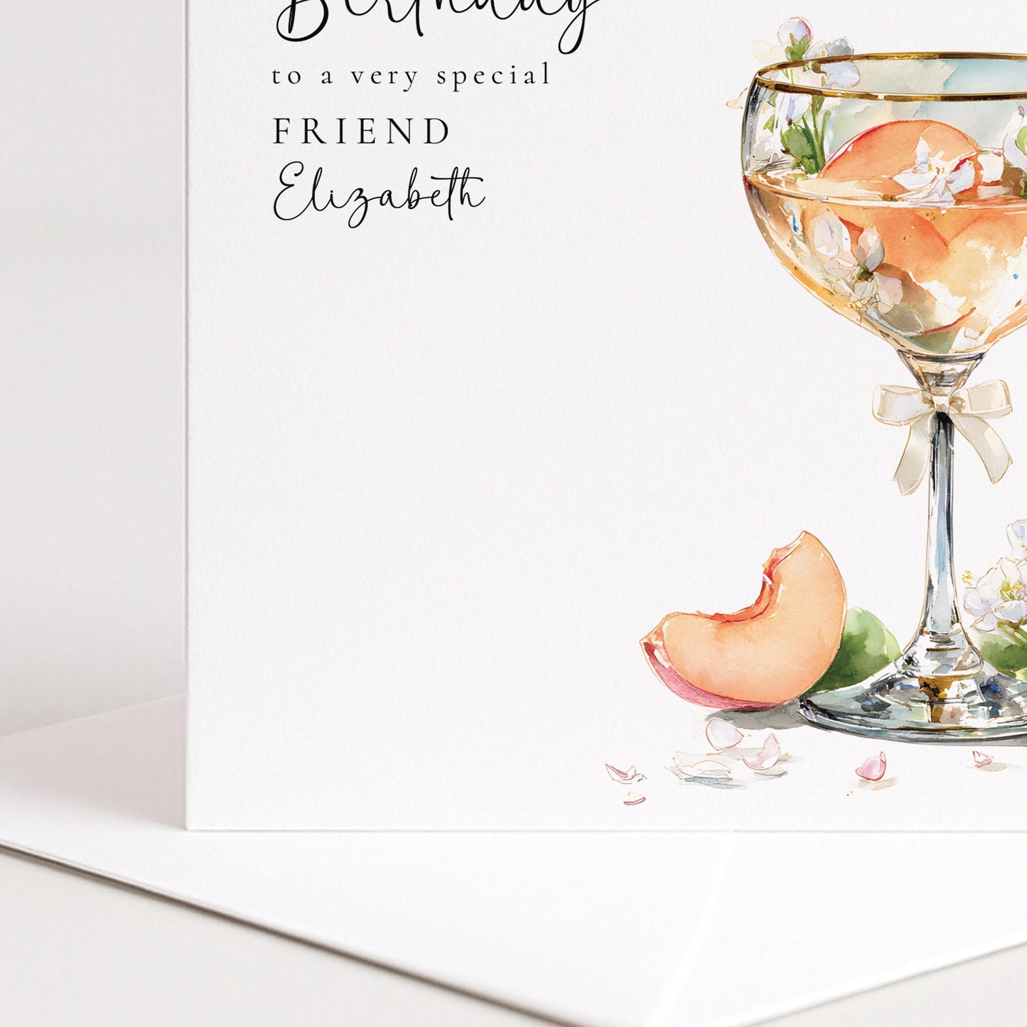 Personalised Birthday Card for Friend Peach Cocktail