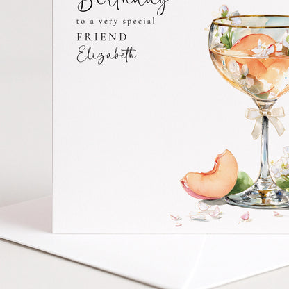 Personalised Birthday Card for Friend Peach Cocktail