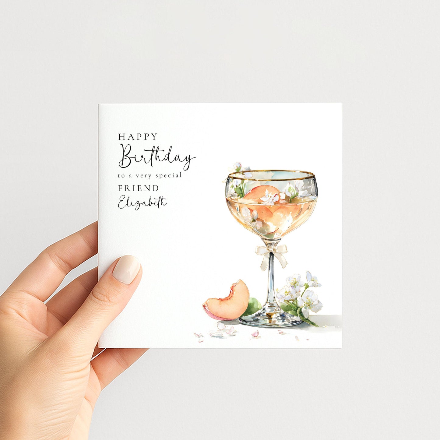 Personalised Birthday Card for Friend Peach Cocktail