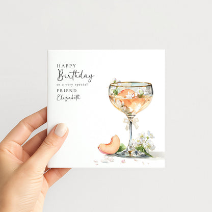 Personalised Birthday Card for Friend Peach Cocktail