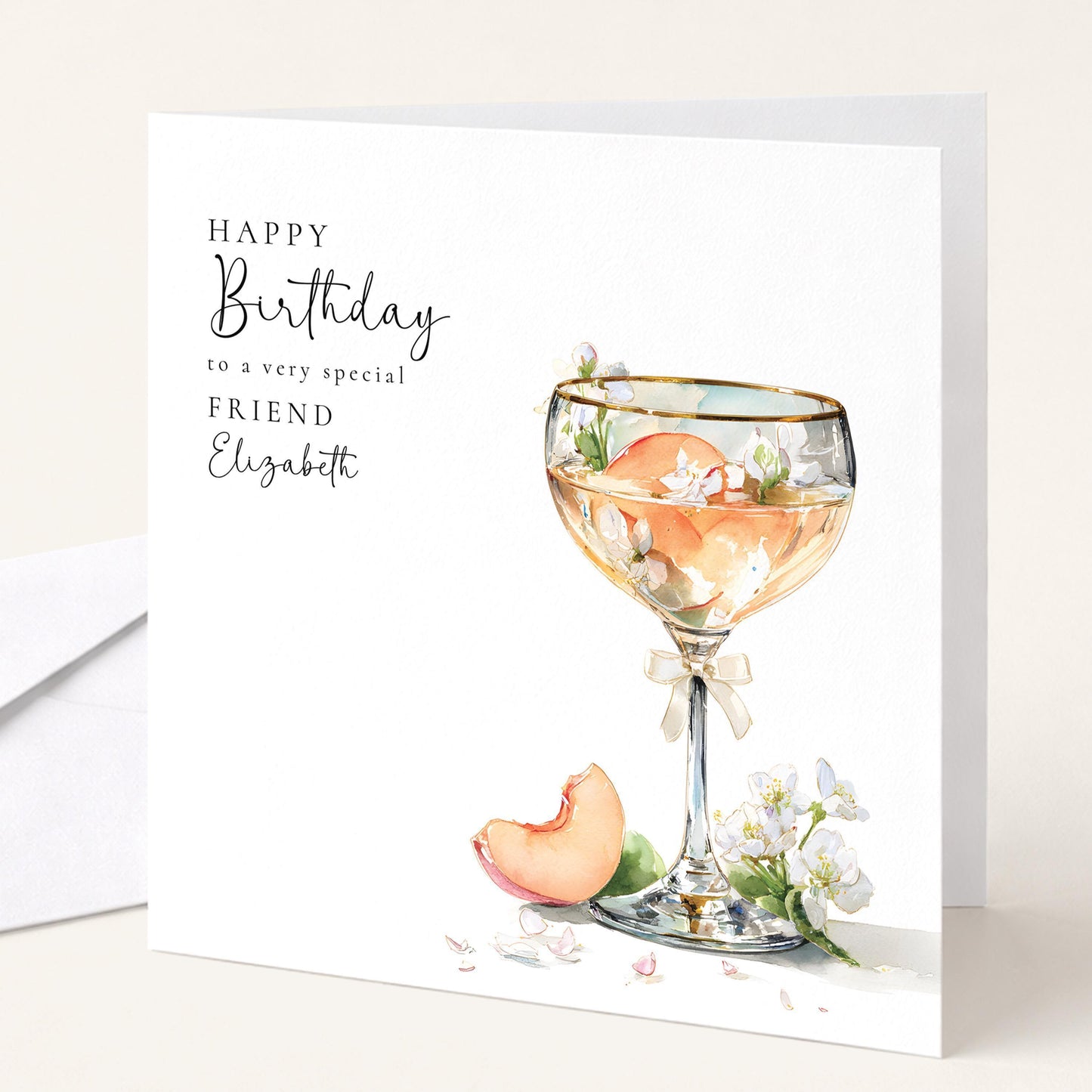 Personalised Birthday Card for Friend Peach Cocktail