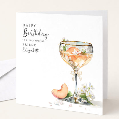 Personalised Birthday Card for Friend Peach Cocktail