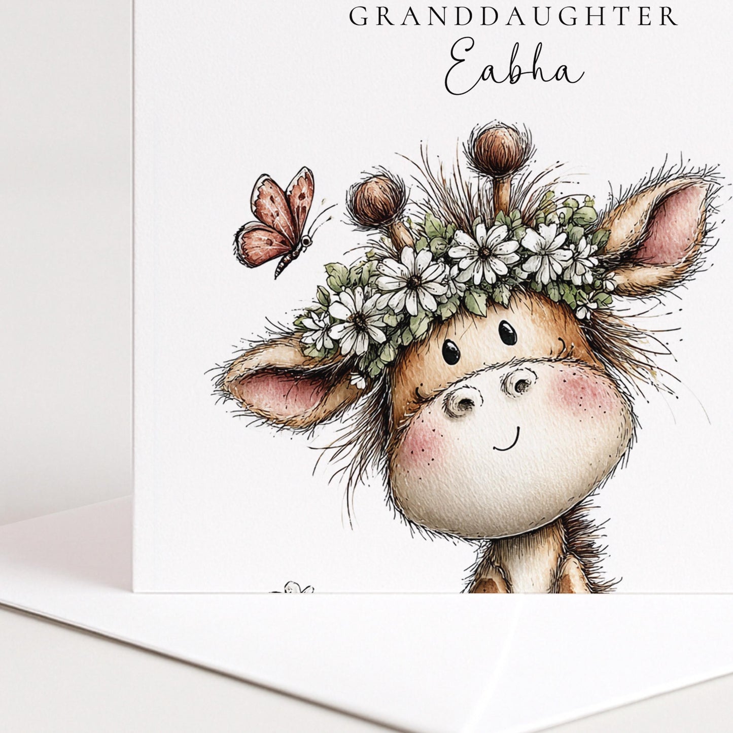 Personalised Birthday Card for Granddaughter Cute Giraffe