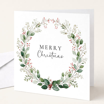 Personalised Christmas Card – Festive Wreath Design | Matte Finish, Custom Message