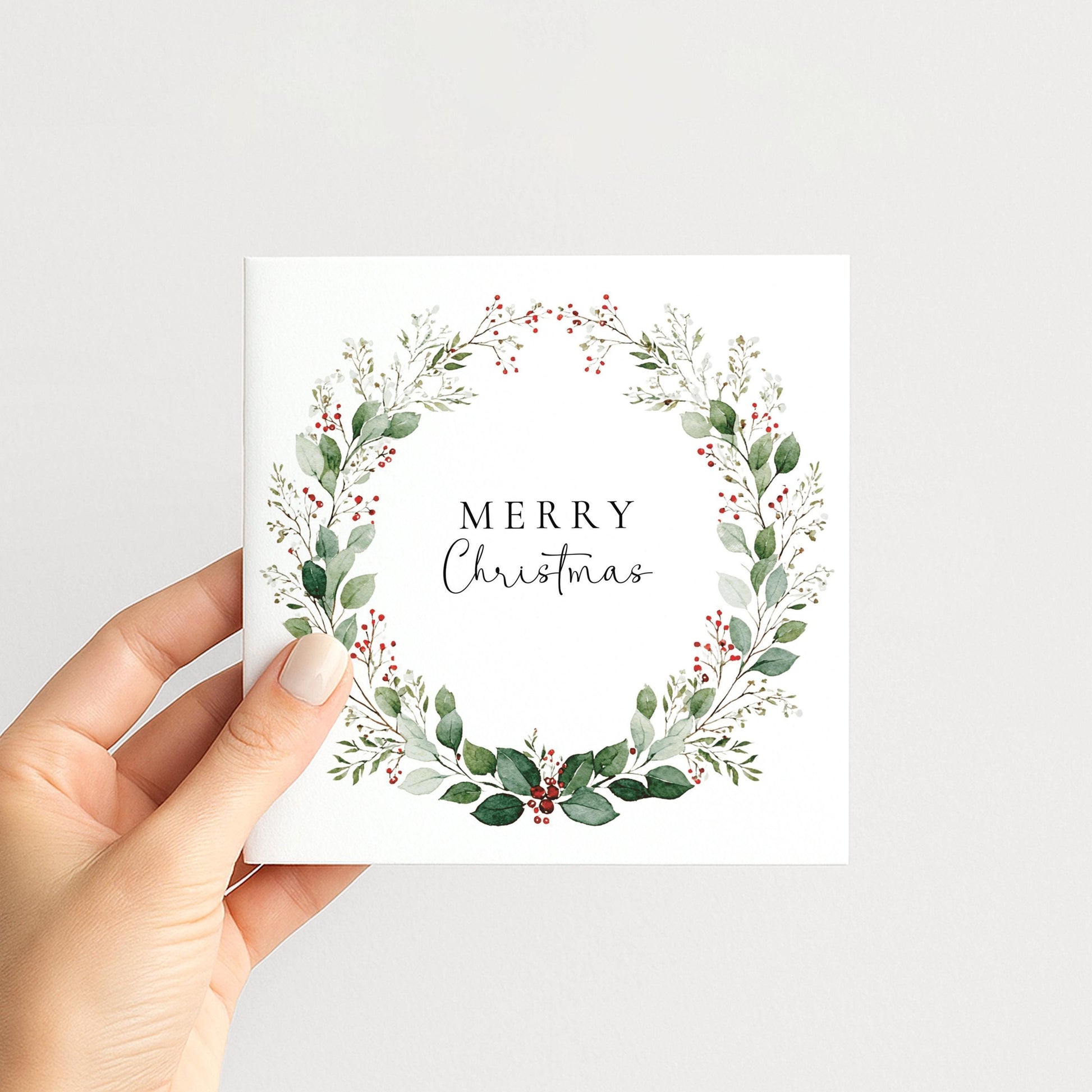 Personalised Christmas Card – Festive Wreath Design | Matte Finish, Custom Message