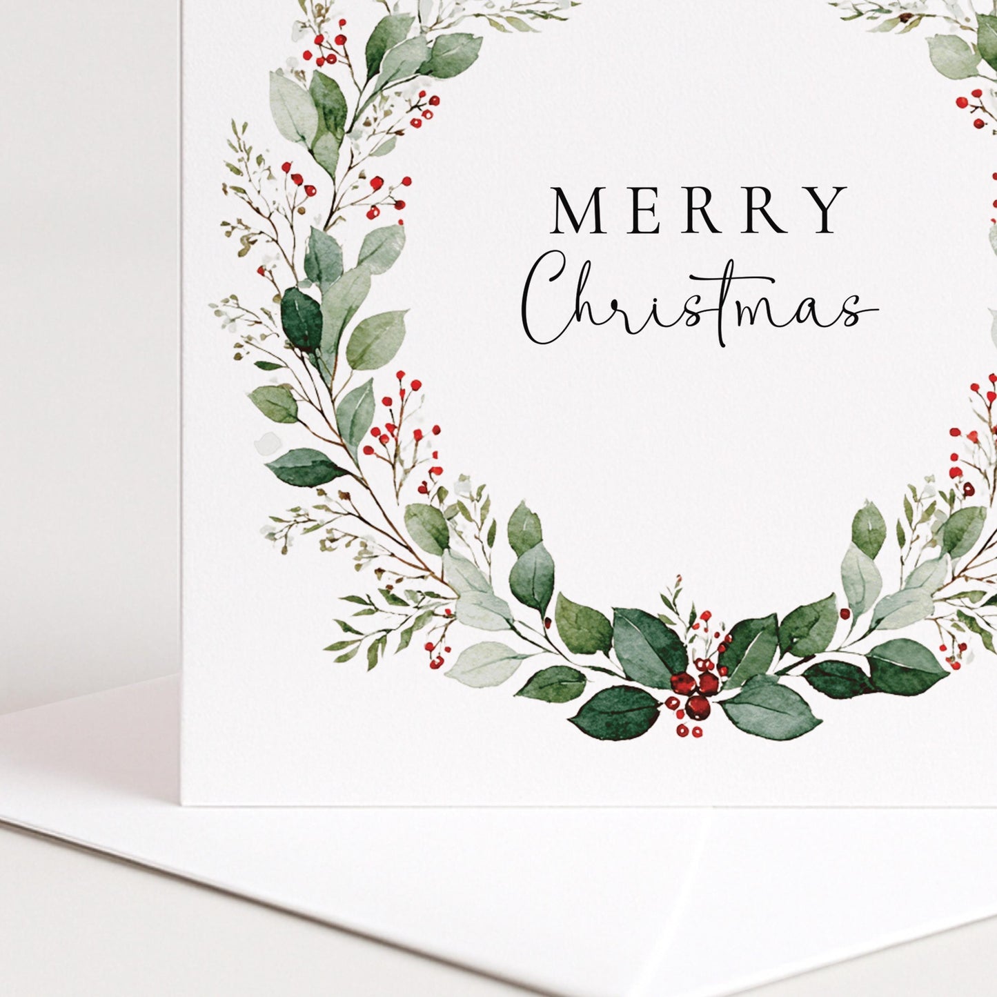 Personalised Christmas Card – Festive Wreath Design | Matte Finish, Custom Message