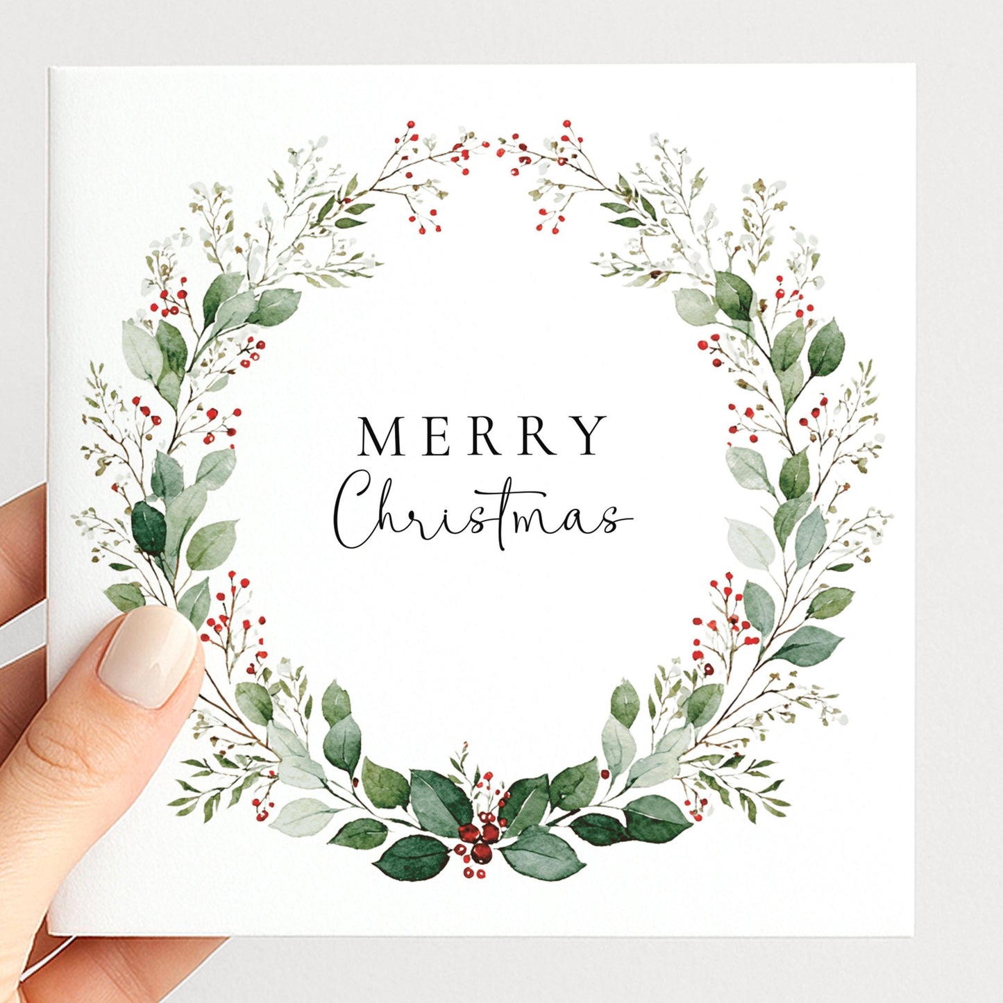Personalised Christmas Card – Festive Wreath Design | Matte Finish, Custom Message