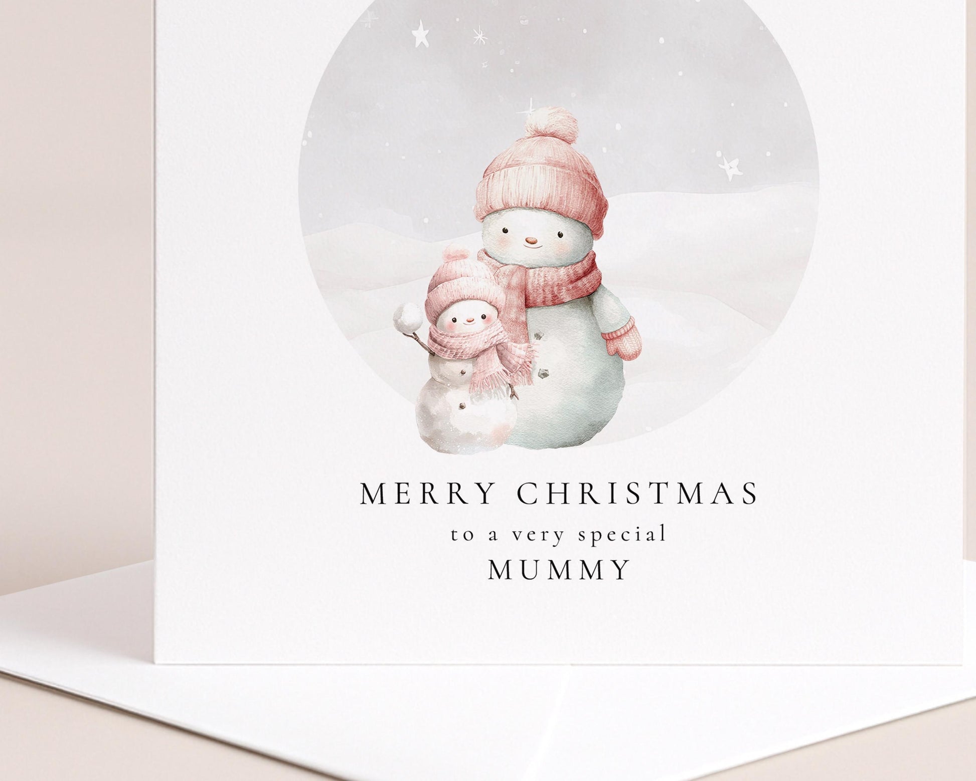 Personalised Christmas Card – Snowman Family Card From Daughter To Mummy