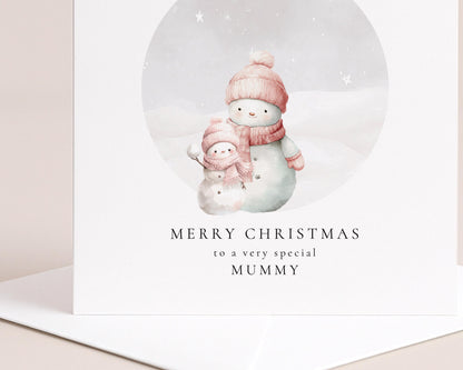 Personalised Christmas Card – Snowman Family Card From Daughter To Mummy