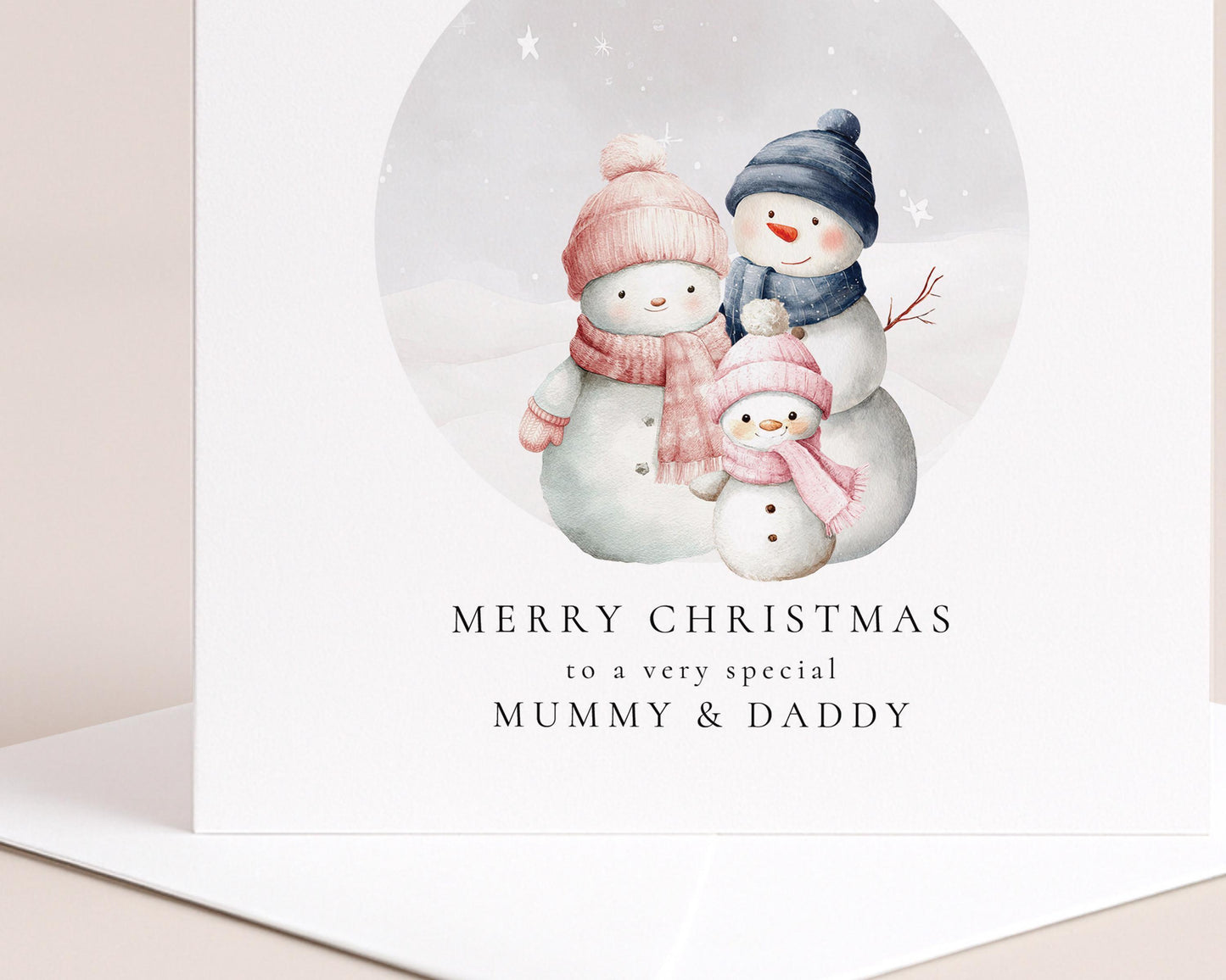 Personalised Christmas Card – Snowman Family Design | Daughter To Parents Keepsake