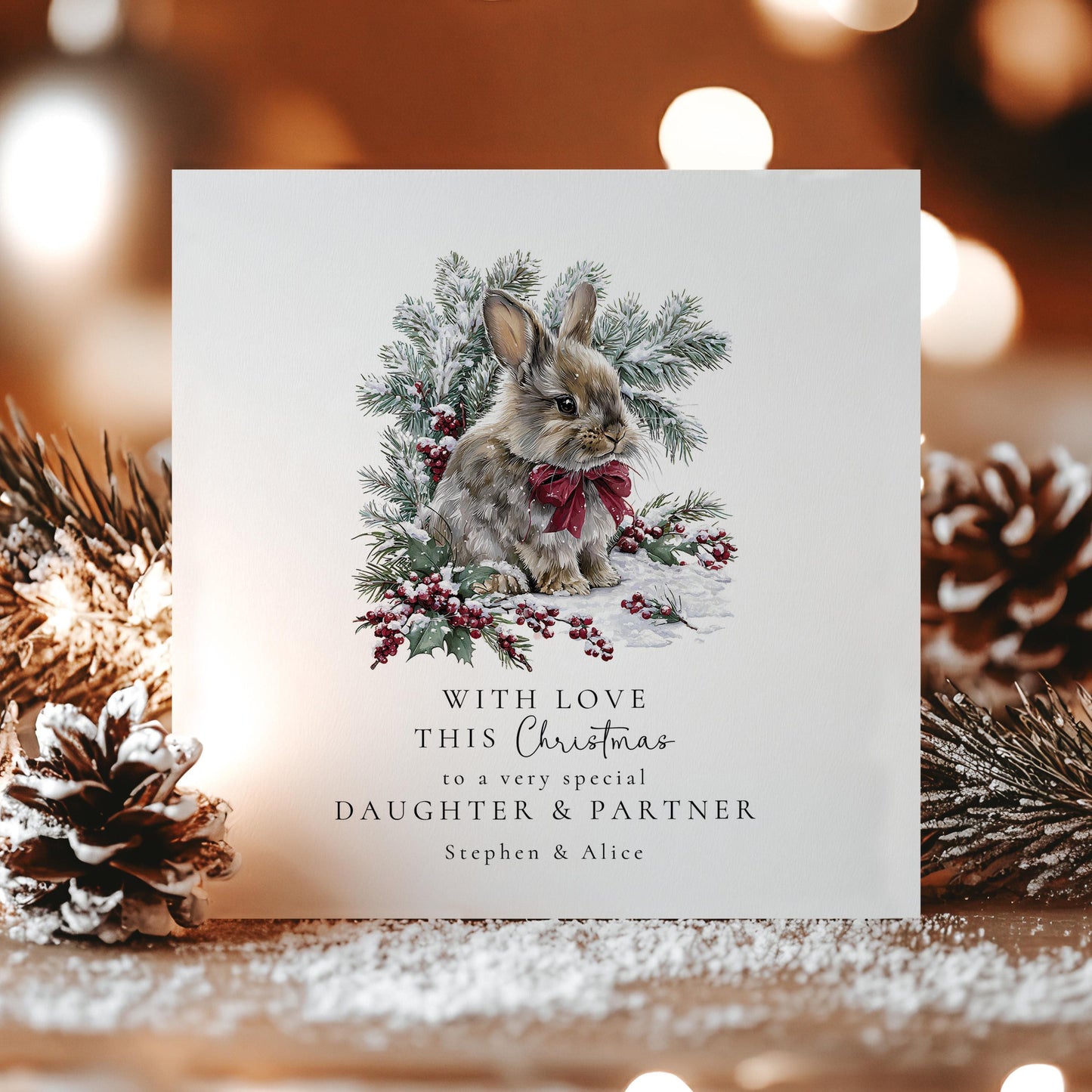 Personalised Christmas Card for Daughter and Partner