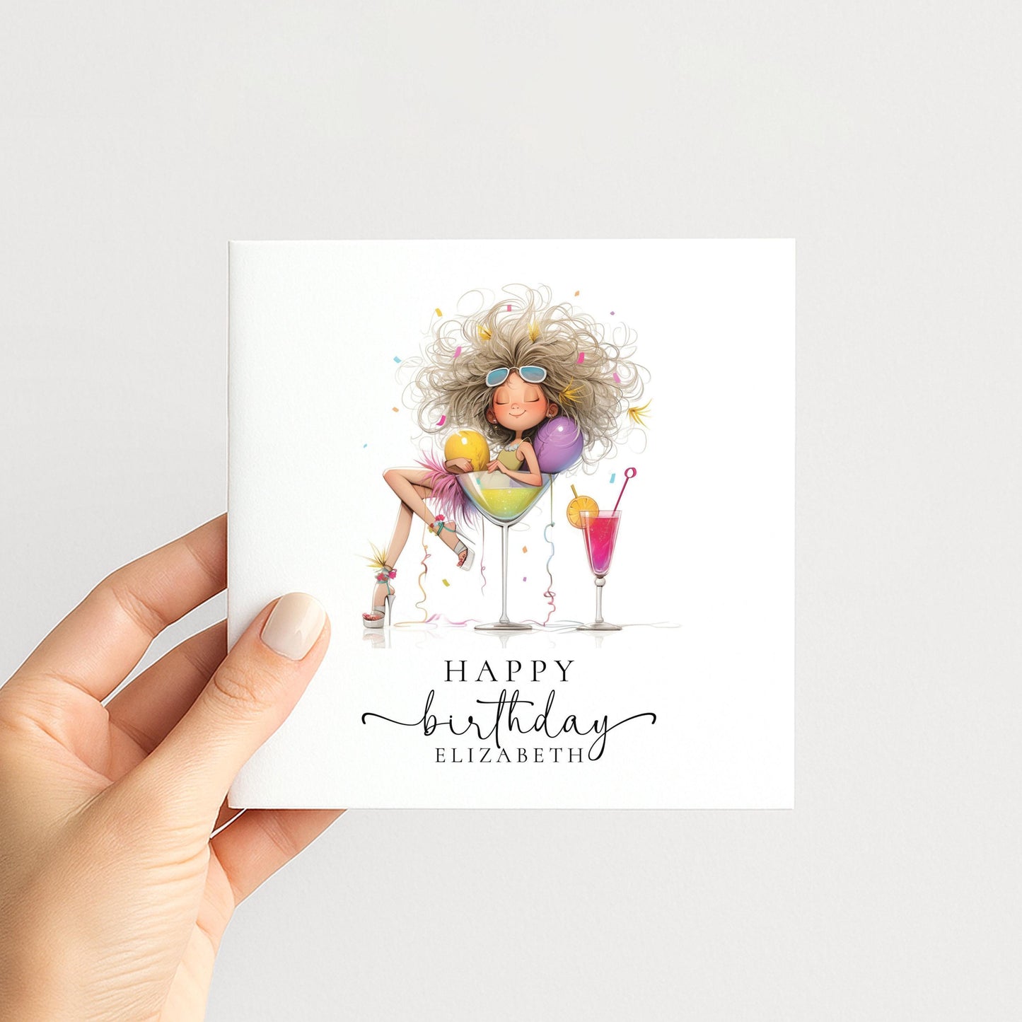 Personalised Cocktail Birthday Card for Her
