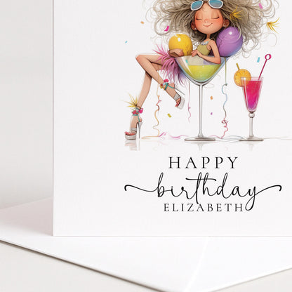 Personalised Cocktail Birthday Card for Her