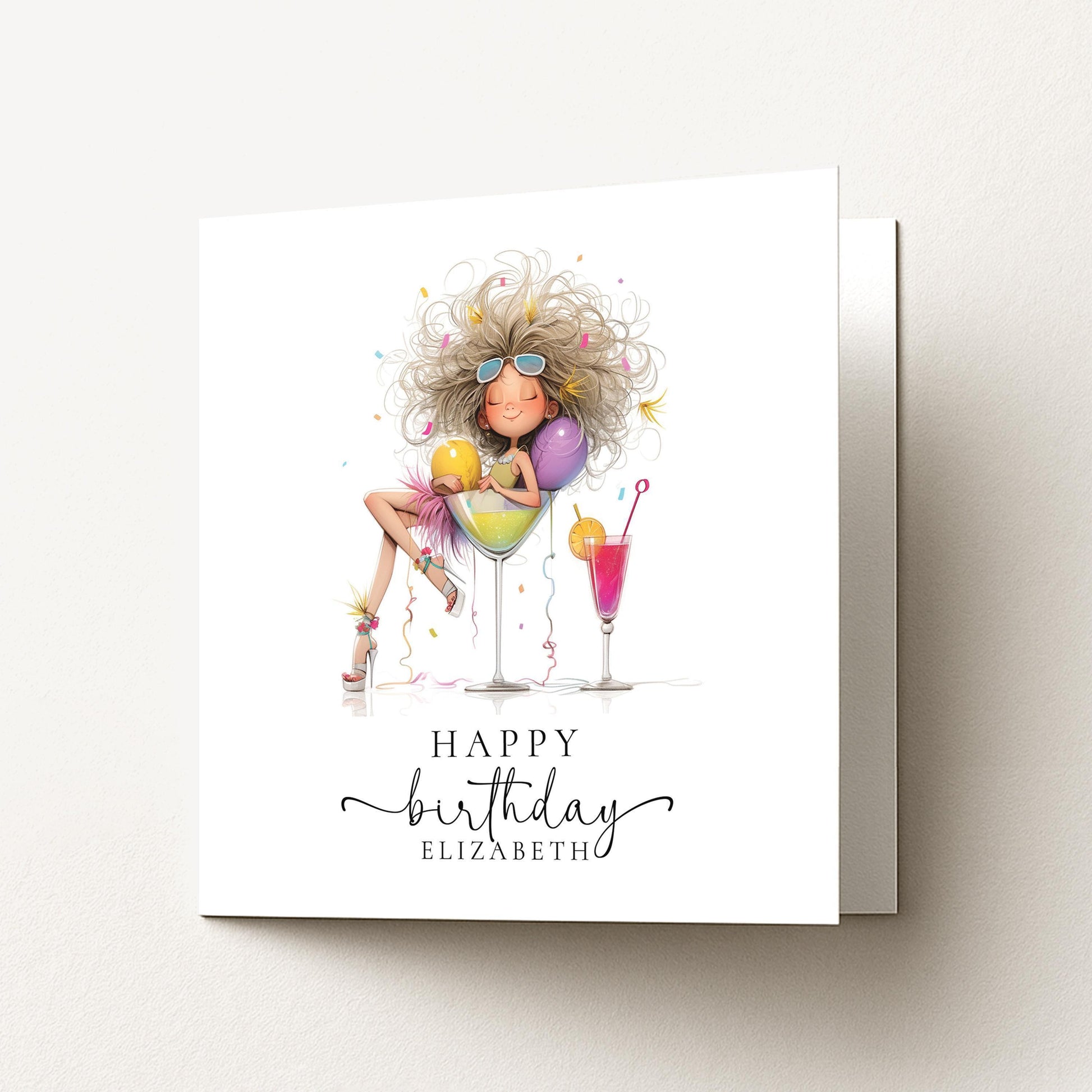 Personalised Cocktail Birthday Card for Her