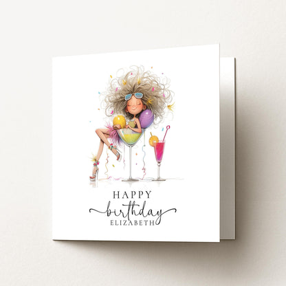 Personalised Cocktail Birthday Card for Her