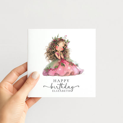 Personalised Fairy Birthday Card – Custom Name Woodland Fairy Keepsake