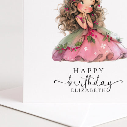 Personalised Fairy Birthday Card – Custom Name Woodland Fairy Keepsake