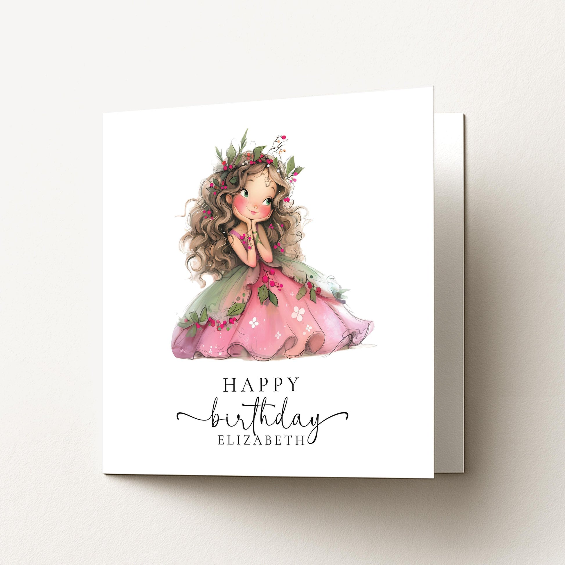 Personalised Fairy Birthday Card – Custom Name Woodland Fairy Keepsake