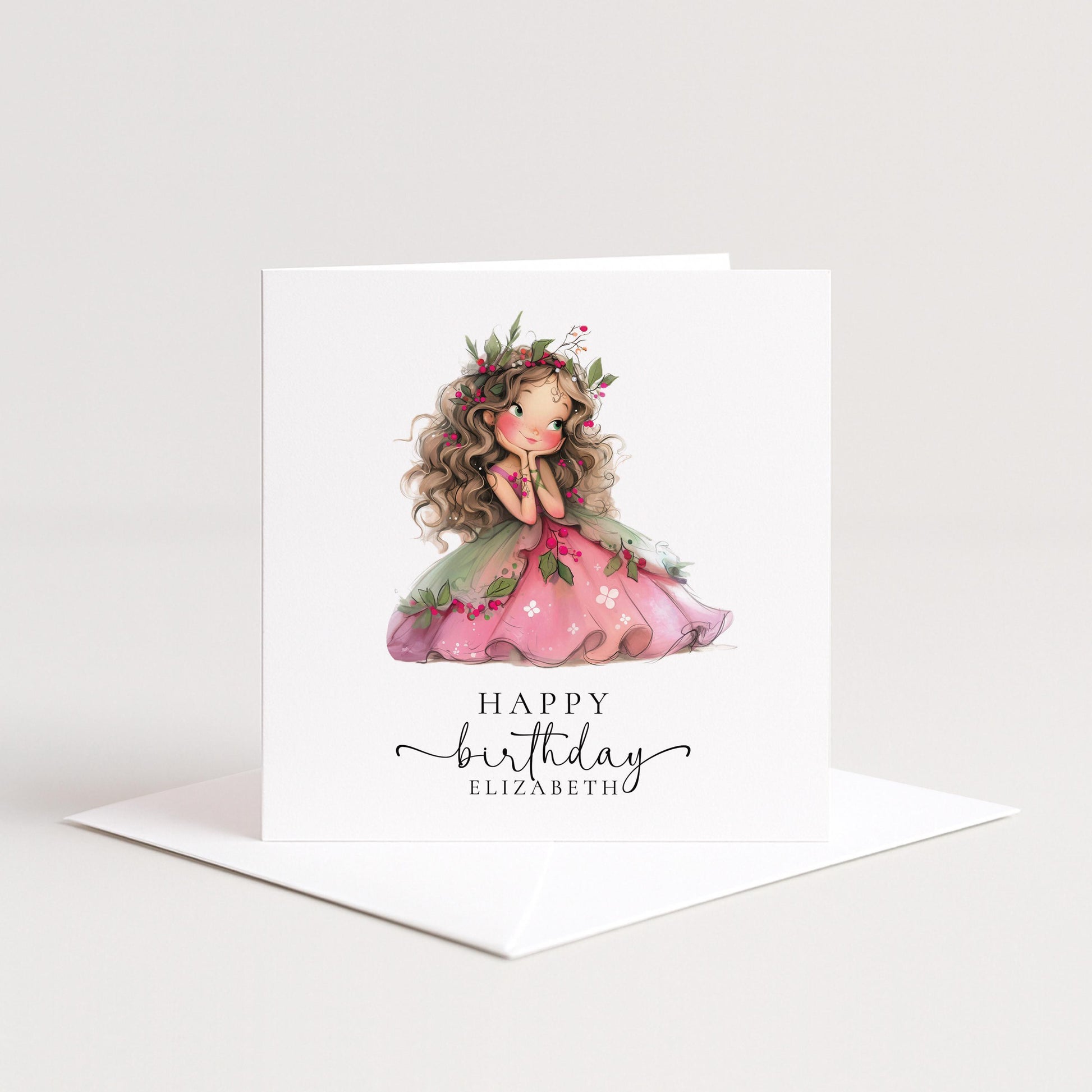Personalised Fairy Birthday Card – Custom Name Woodland Fairy Keepsake