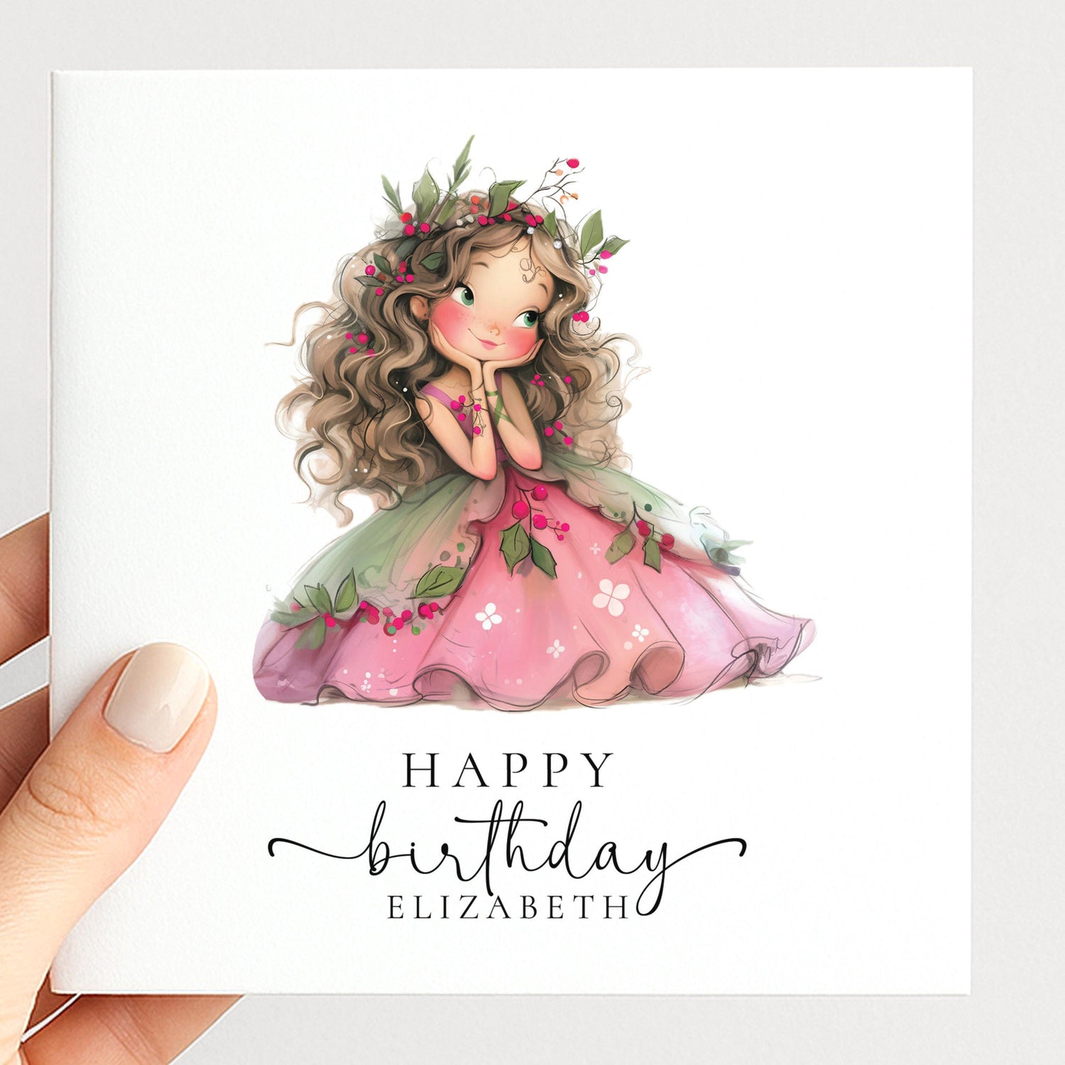 Personalised Fairy Birthday Card – Custom Name Woodland Fairy Keepsake