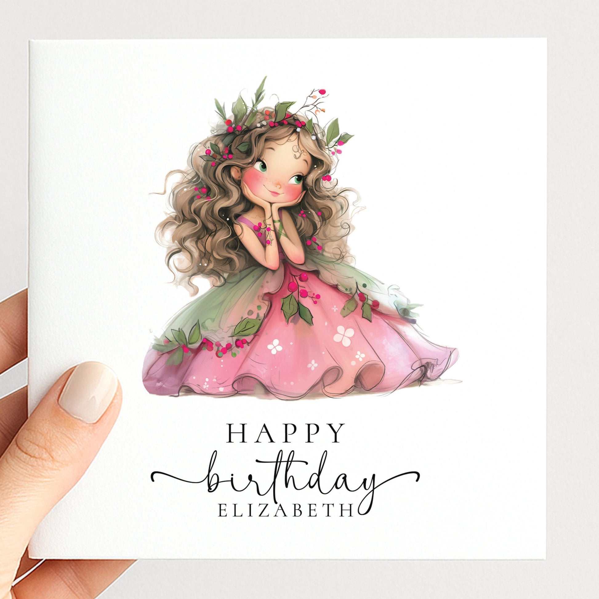 Personalised Fairy Birthday Card – Custom Name Woodland Fairy Keepsake