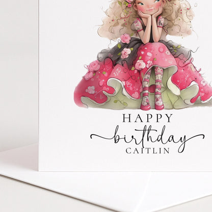 Personalised Fairy Birthday Card for Girl