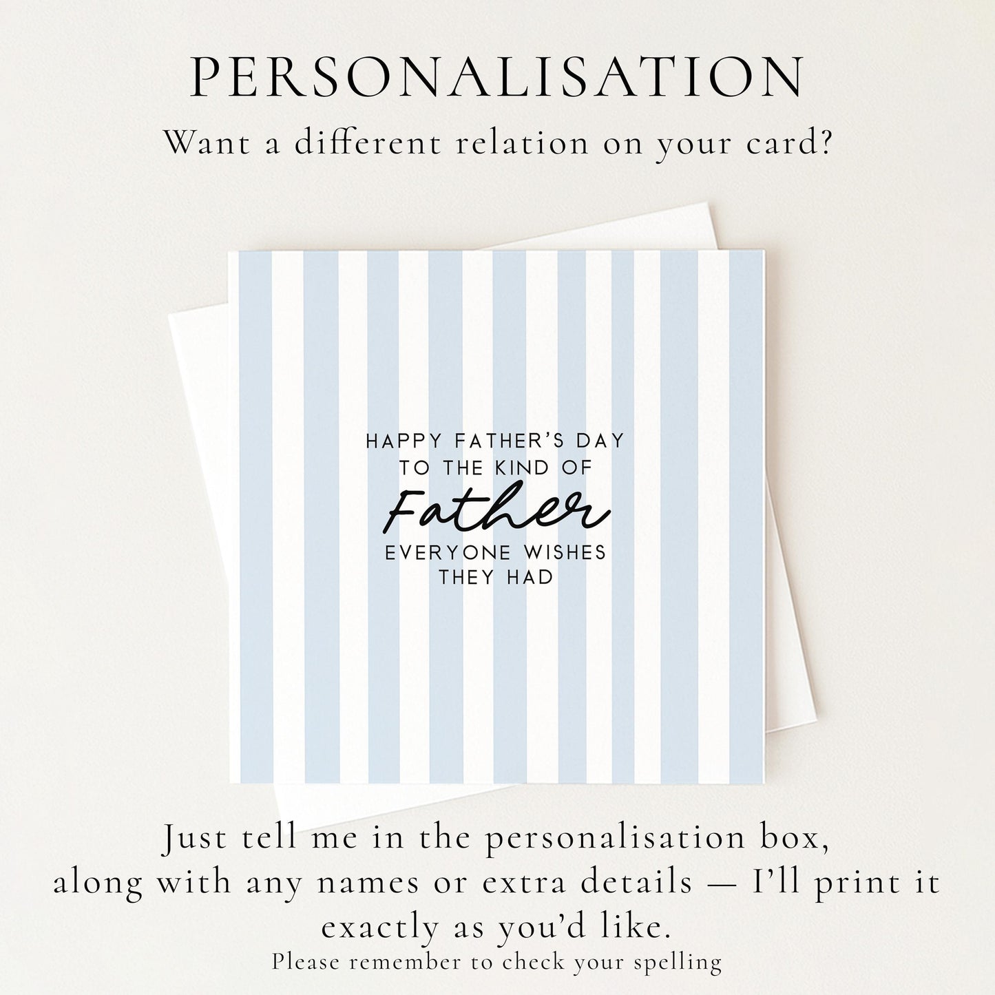 Personalised Father’s Day Card – Minimalist Stripe Colour Design With Message Inside