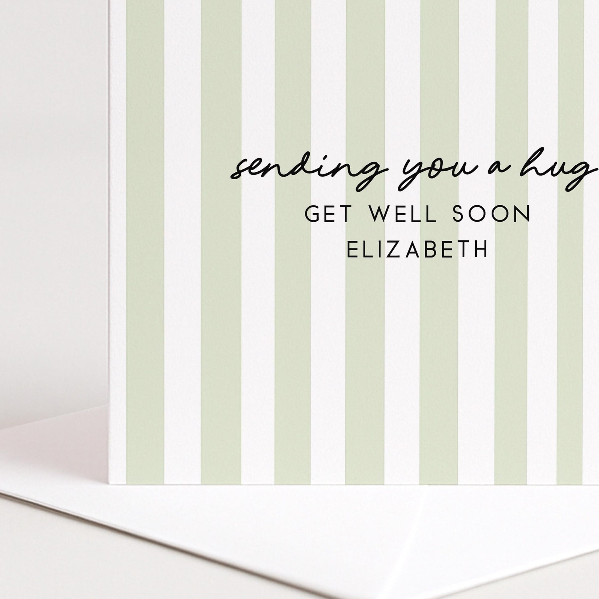 Personalised Get Well Card – Modern Striped Design With Custom Message & Matte Finish