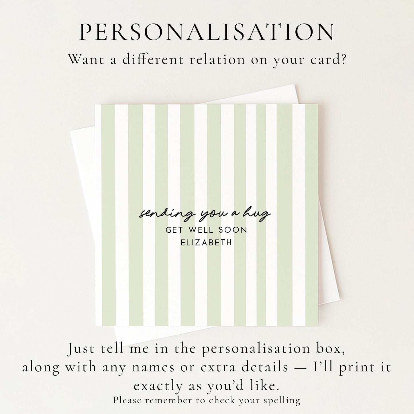 Personalised Get Well Card – Modern Striped Design With Custom Message & Matte Finish