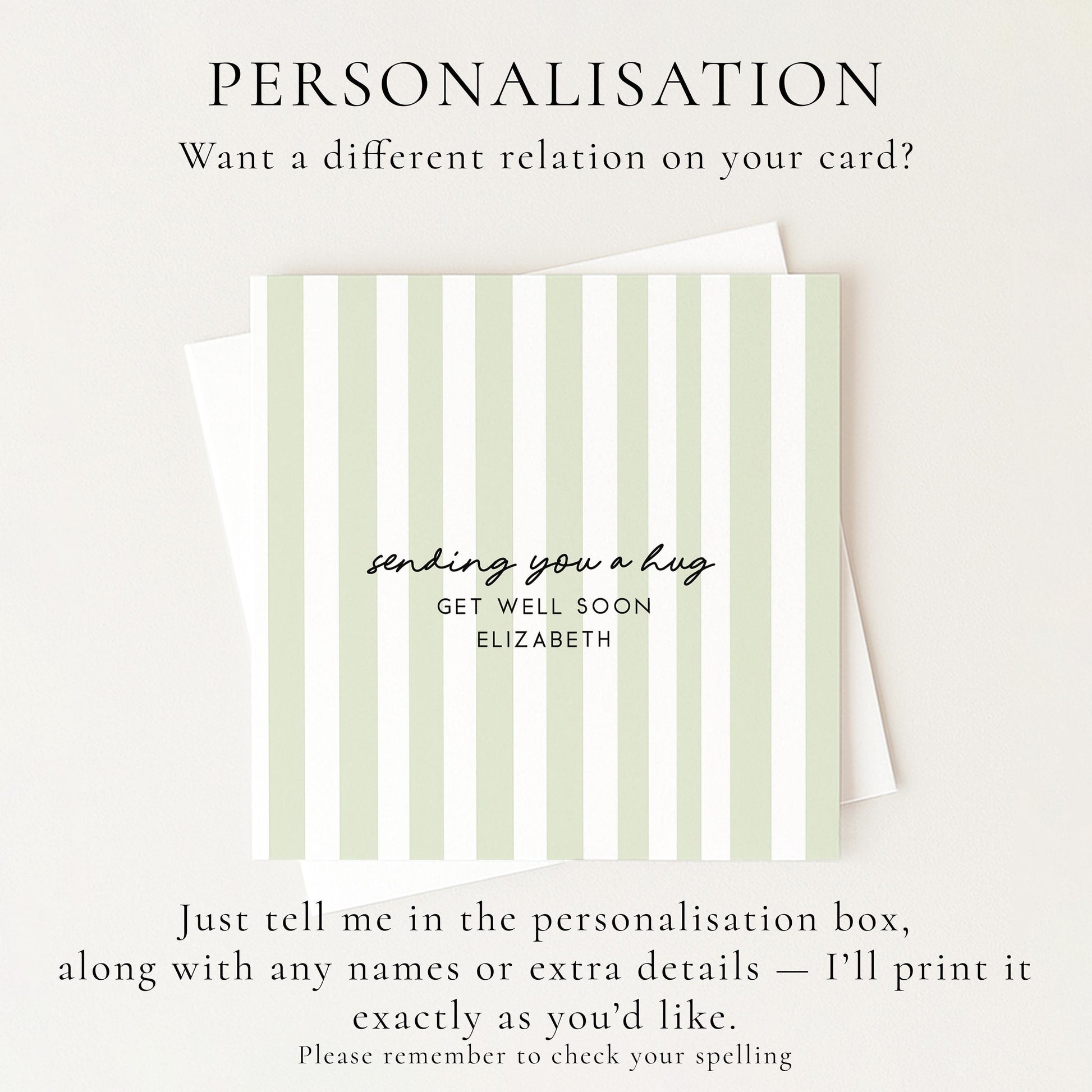 Personalised Get Well Card – Modern Striped Design With Custom Message & Matte Finish