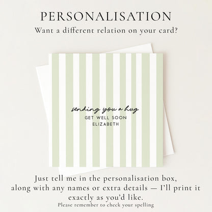 Personalised Get Well Card – Modern Striped Design With Custom Message & Matte Finish