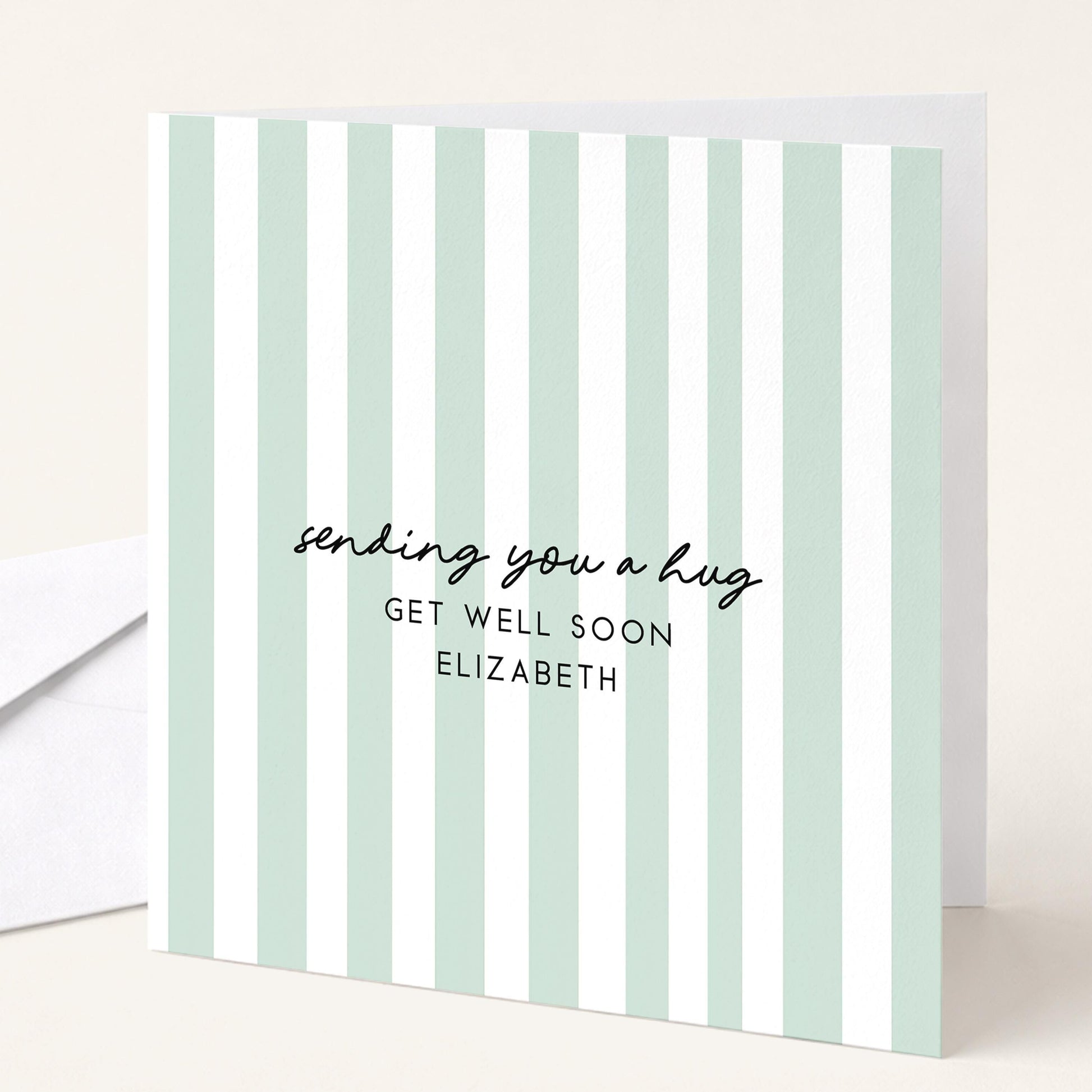 Personalised Get Well Card – Modern Striped Design With Custom Message & Matte Finish