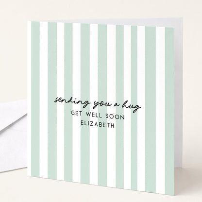 Personalised Get Well Card – Modern Striped Design With Custom Message & Matte Finish