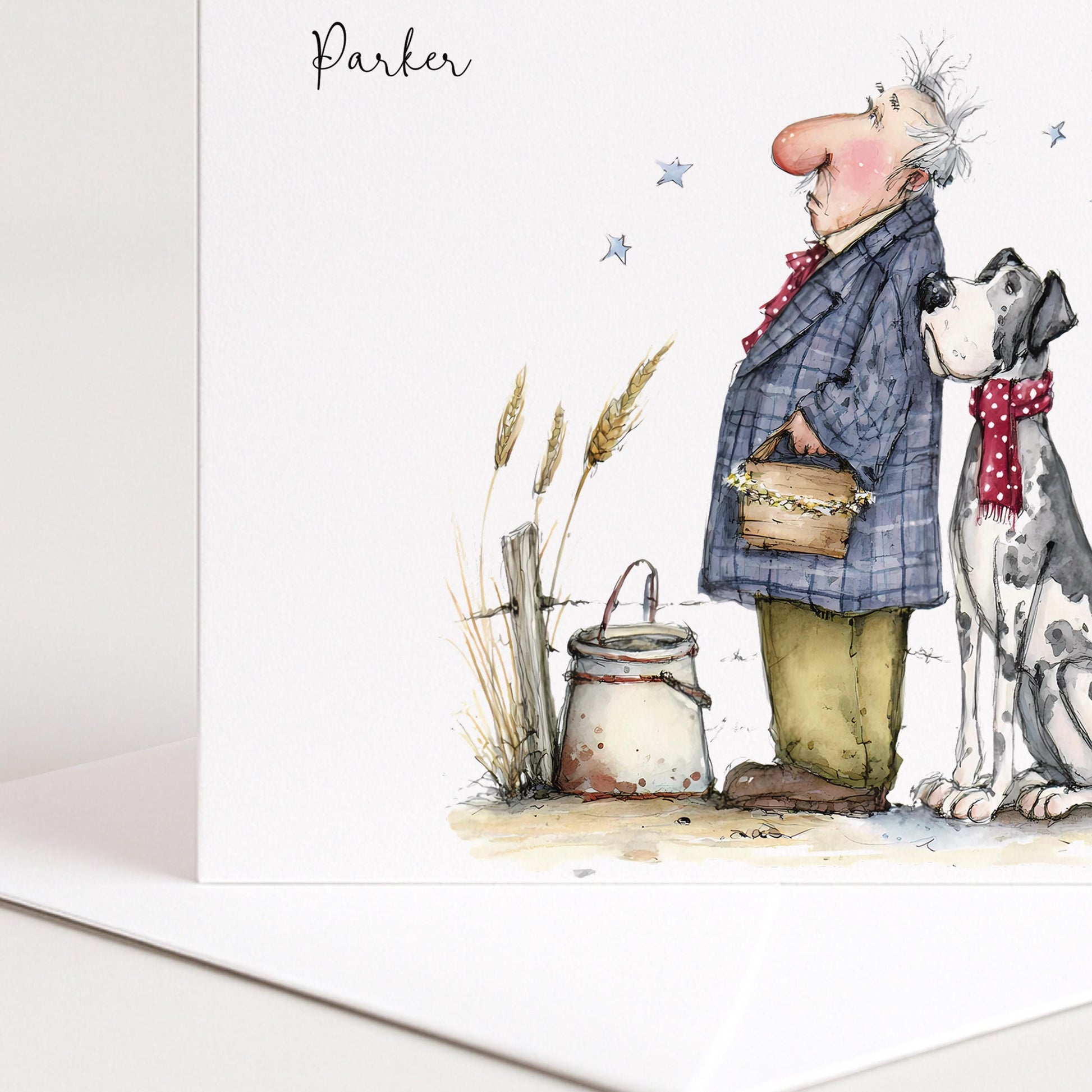 Personalised Grandad Birthday Card Man and Dog