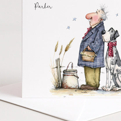 Personalised Grandad Birthday Card Man and Dog
