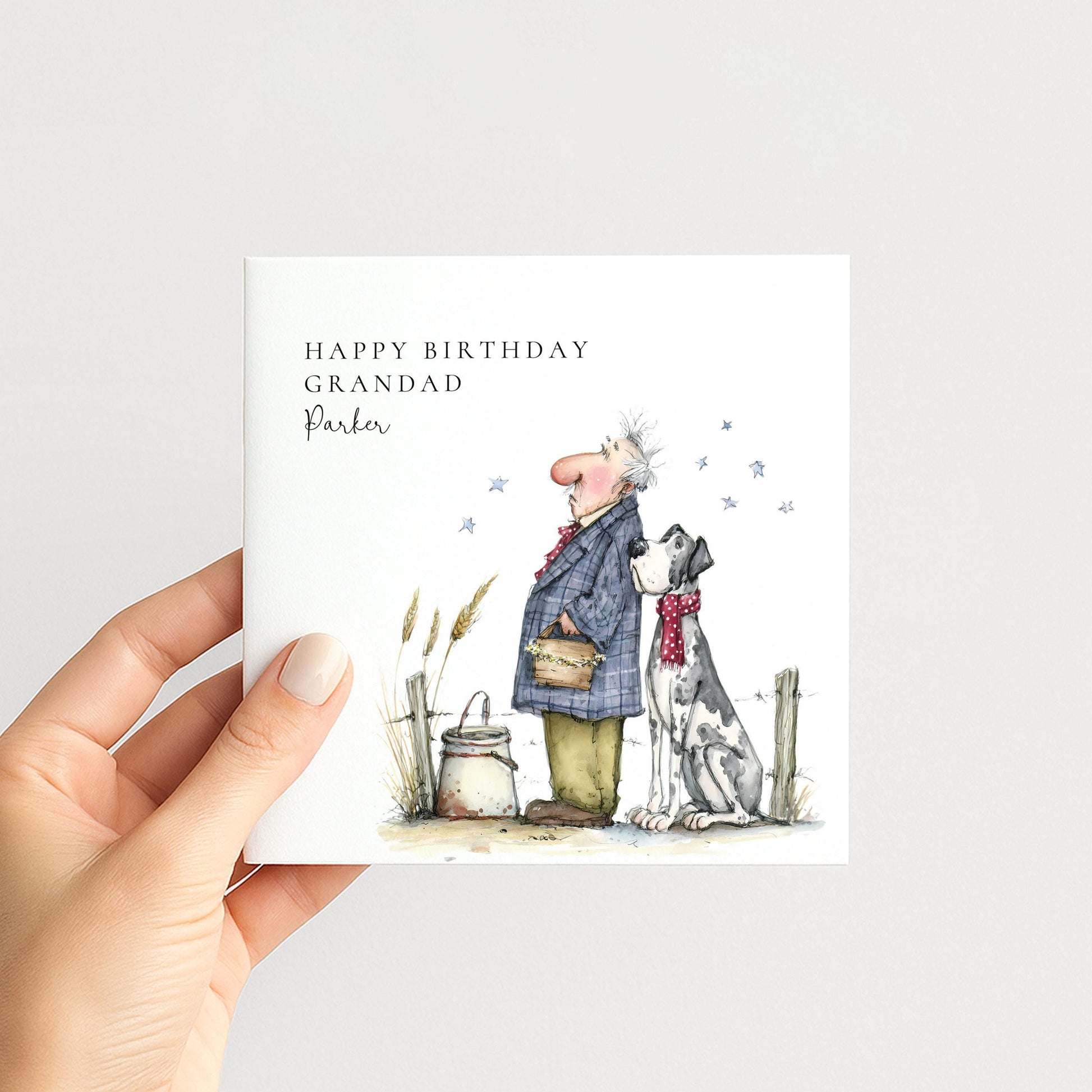 Personalised Grandad Birthday Card Man and Dog
