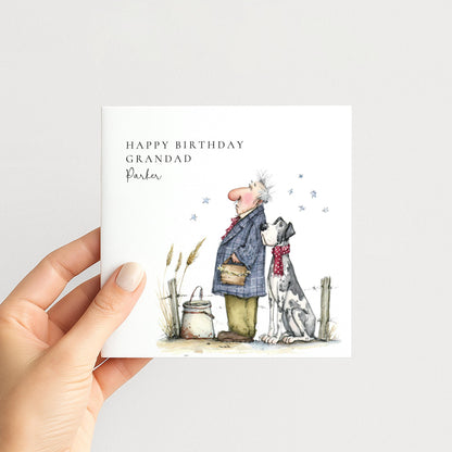 Personalised Grandad Birthday Card Man and Dog