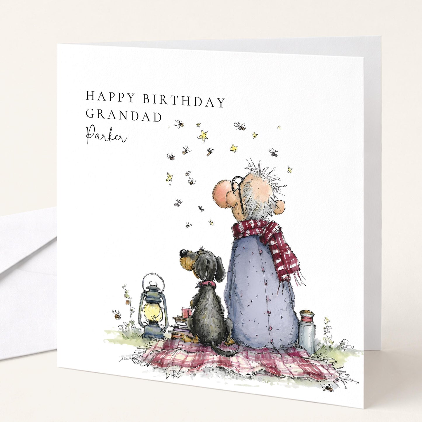 Personalised Grandad Birthday Card Man and Dog