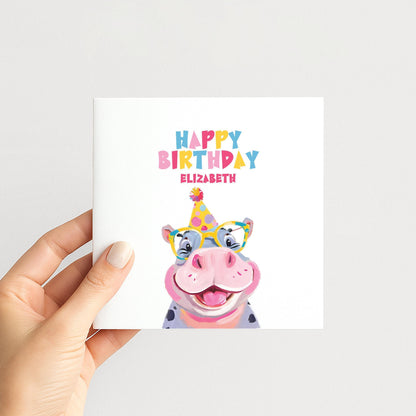 Personalised Hippo Birthday Card