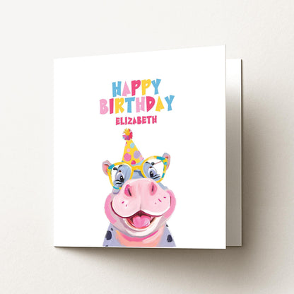 Personalised Hippo Birthday Card