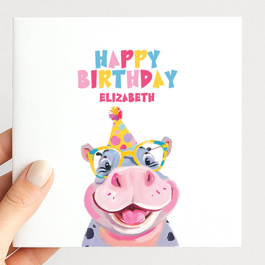 Personalised Hippo Birthday Card