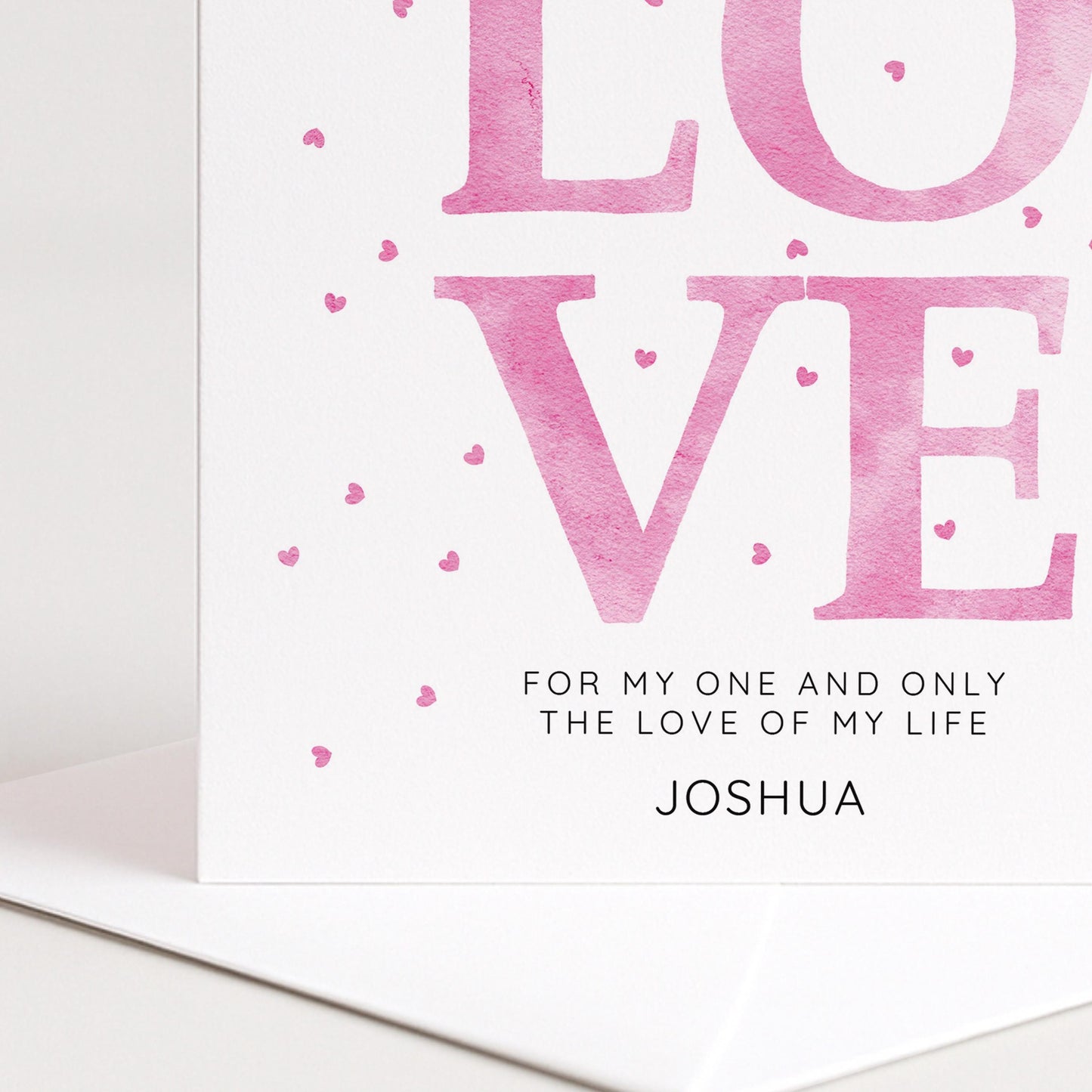 Personalised Love Card – Romantic Pink Hearts Greeting With Matte Finish