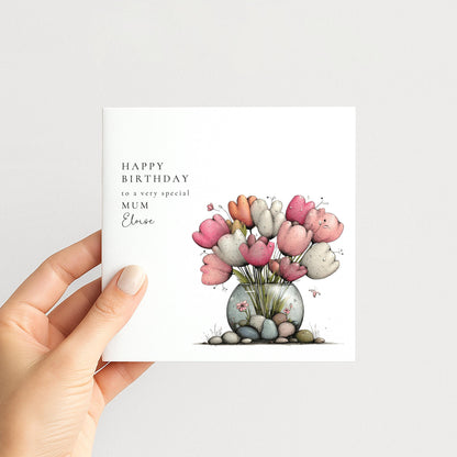 Personalised Mum Birthday Card – Floral Bouquet Design | Premium Matte Finish