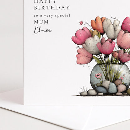 Personalised Mum Birthday Card – Floral Bouquet Design | Premium Matte Finish