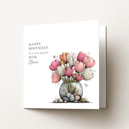 Personalised Mum Birthday Card – Floral Bouquet Design | Premium Matte Finish