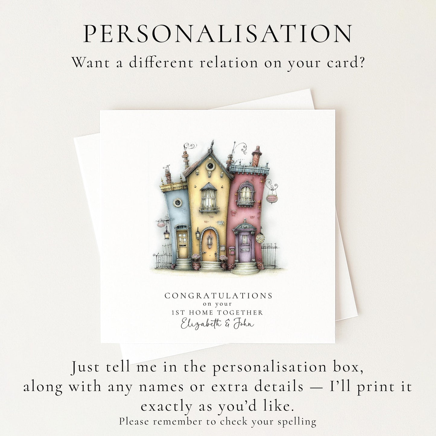 Personalised New Home Card – Colourful House Illustration | Matte Finish Card
